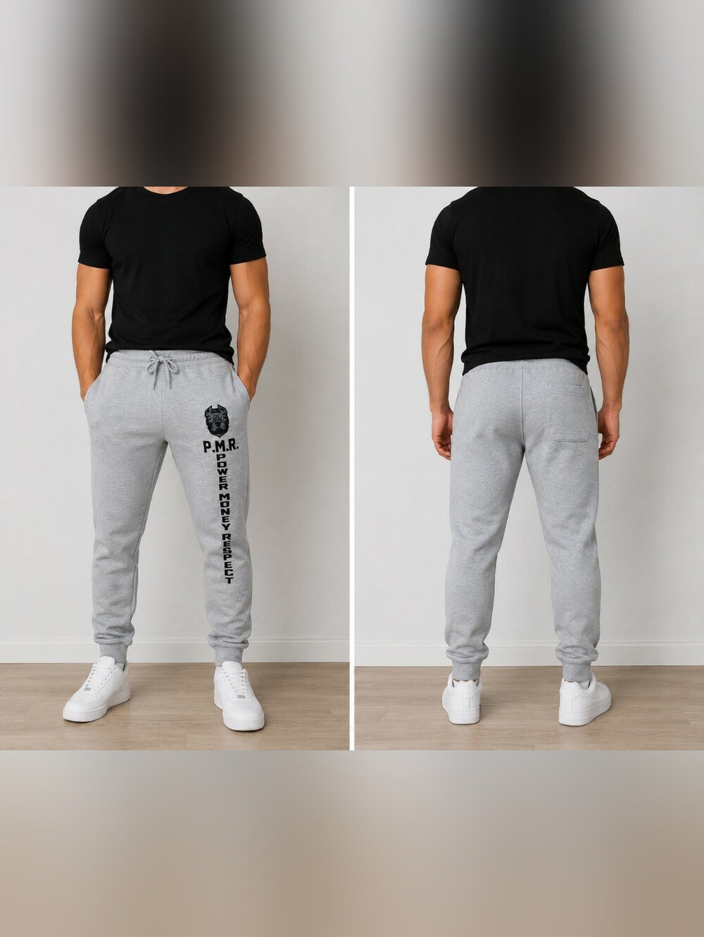 Men's Gray Graphic Joggers with Side Logo